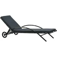 Syfax Sonnenliege mit Kissen und Rädern Poly Rattan Anthrazit