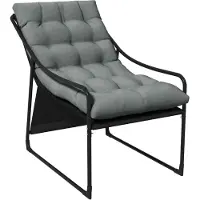 SUGIFT Outdoor Lounge Sessel, Gartenliege mit Polsterung, Relaxsessel Balkonmöbel, Grau | 62 x 110 x 88 cm | 10 cm Kissen | Stahlrahmen pulverbeschichtet