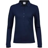 Tee Jays Damen Luxury Stretch Longsleeve / Polo-Shirt, Langarm BC3308 (2XL) (Marineblau)