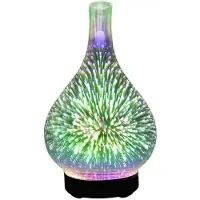 Melitt 3D Feuerwerk Glas USB Luft Befeuchter mit 7 Farben LED Nacht Licht Aroma ÖL Diffusor Cooler Nebel Macher Schwarz EU Stecker