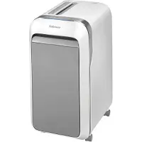 Fellowes Aktenvernichter Microshred LX 221, Mikropartikelschnitt 2 x 12 mm, P-5, 30 l, 20 Blatt Schnittleistung, mit Rollen, weiß