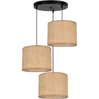 Licht-Erlebnisse Pendelleuchte Metall Rattan B: 45 cm H: max. 90 cm Schwarz Braun E27 3-flammig Modern