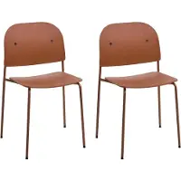 Beliani Esszimmerstühle 2er Set Orange Kunststoff / Metall ohne Armlehnen Stapelbar Platzsparend Minimalistisch Skandi Plastikstühle Küchenstühle