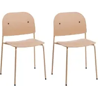 Beliani Esszimmerstühle 2er Set Beige Kunststoff / Metall ohne Armlehnen Stapelbar Platzsparend Minimalistisch Skandi Plastikstühle Küchenstühle