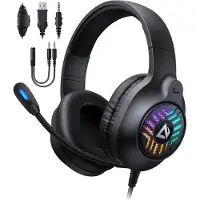 Aukey GH-X1 RGB-Gaming-Headset mit Stereo-Sound 50-MM-Treiber Mikrofon mit Geräuschunterdrückung
