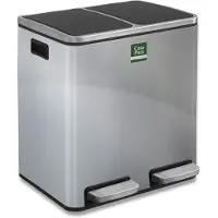 Casa Pura Tretmülleimer | Felix | Trennsystem | Edelstahl | 2 x 30 Liter (60 Liter)