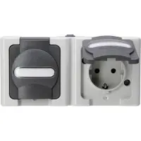 Heinrich 131256002, CEE 7/3, 2 Modul(e), CEE 7/4, Schwarz, Grau, 250 V, 16 A