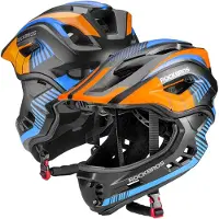 RockBros Kinderfahrradhelm Mit Abnehmbarem Kindleschutz Tt-32Sobl-S Grösse S – Schwarz-Orange