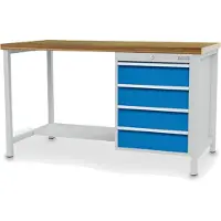 Bedrunka & hirth Kastenwerkbank Breite 2.000 mm R 18-24 4x Schublade 1x Stahlfachboden halbe Tiefe BxTxH 2.000x750x859 mm - 03.19.16VA