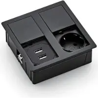 Kopp 939647017 VersaHIT Dual - 1 Schutzkontaktsteckdose, 2x USB Anschluss, Farbe: schwarz matt