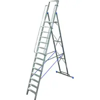 Krause Stufenstehleiter, mit großer Plattform, Aluminium, mit 14 Stufen