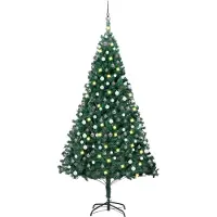 vidaXL Künstlicher Weihnachtsbaum mit LEDs & Kugeln Grün 240 cm