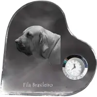 Art-Dog Fila Brasileiro, Brasilianischer Mastiff - Kristalluhr mit einem Hundebild, Herzregal-Uhr, personalisierte Standuhr der Marke