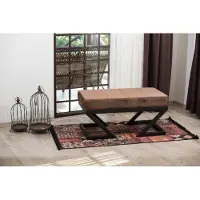 Hannah Home , Abay - Brown, Fußbank, Braun, METALL, 90 x 45 x 45 cm
