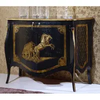 Demotex GmbH Luxus Barock Sideboard Schwarz / Antik Gold - Handgefertigter Massivholz Schrank mit 2 Türen - Luxus Möbel Möbel im Barockstil - Barock Möbel - Luxus Qualität - Made in Italy