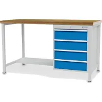 Bedrunka & hirth Kastenwerkbank Breite 1.500 mm R 18-24 4x Schublade 1x Stahlfachboden halbe Tiefe BxTxH 1.500x750x859 mm - 03.14.16VA