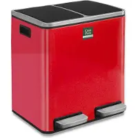 Casa Pura Tretmülleimer | Felix | Trennsystem | Himbeerrot | 2 x 30 Liter (60 Liter)