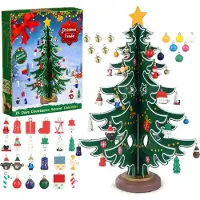Sonstiges Adventskalender 2024 Holzweihnachtsbaum Tischdekoration 29 Ornamente Countdown Kalender