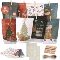 Sonstiges DIY Adventskalender zum Befüllen mit 28 Kraftpapiertüten Schneemann