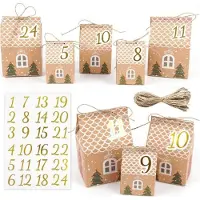 Sonstiges Adventskalender zum Befüllen Häuser 24 Boxen 3 Größen mit Zahlenaufklebern