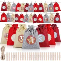Sonstiges Adventskalender zum Befüllen mit 24 Weihnachtstüten aus Jute