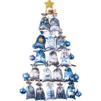 Sonstiges DIY Adventskalender zum Befüllen mit 24 Stoffsäckchen (Blau