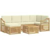 vidaXL Outdoor-Sofagarnitur 7 stk. Weiß und Creme Polyester