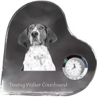 Art-Dog Treeing Walker Coonhound - Kristalluhr mit einem Hundebild, Herzregal-Uhr, personalisierte Standuhr der Marke