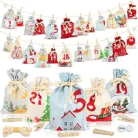 Sonstiges Adventskalender Stoff 24 Gedruckte Weihnachtskalender Kinder DIY 2024 Säckchen Groß Wiederverwendbar Tüten
