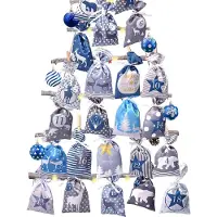 Sonstiges Adventskalender zum Befüllen Stoffbeutel, DIY-Set mit 24 Säckchen - Blau Grau Weihnachtskalender