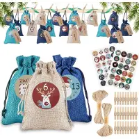 Sonstiges 24 Adventskalender Säckchen Weihnachtsdeko & Geschenktüten, DIY mit Aufkleber