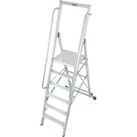 Krause Stufenstehleiter, mit großer Plattform, Aluminium, mit 6 Stufen