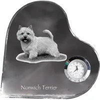 Art-Dog Norwich Terrier - Kristalluhr mit einem Hundebild, Herzregal-Uhr, personalisierte Standuhr der Marke