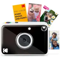 Kodak Printomatic+ Digitale Sofortbildkamera 10MP mit RGB-LED, Farbfotodruck auf Zink-Papier 2x3" – Schwarz