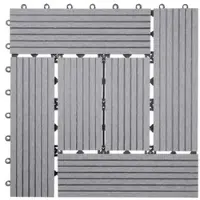 Proregal BERLINLODGE WPC Bodenfliese | 11x je BxT 30x30cm = 1qm | Holzoptik Balkon/Terrasse | Basis | Grau versetzt