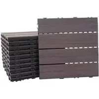 Proregal BERLINLODGE WPC Bodenfliese | 11x je BxT 30x30cm = 1qm | Holzoptik Balkon/Terrasse | 3D-Struktur linear | Grau-Braun