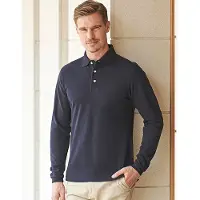 Henbury H105 | Herren Classic Longsleeve Piqué-Poloshirt - WRAP - Farbe: Black - Größe: S