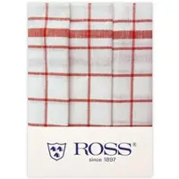 Ross 3er Pack Halbleinen-Geschirrtücher Karo 50x70 cm | rot - rot