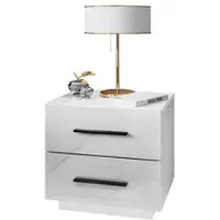 Lookway NACHTTISCH LINA LUX mit Griffen und Hochglanzplatte, LED – Griffe: Schwarz