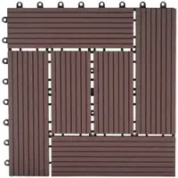 Proregal BERLINLODGE WPC Bodenfliese | 11x je BxT 30x30cm = 1qm | Holzoptik Balkon/Terrasse | Premium | Coffee versetzt