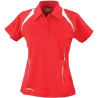Result SPIRO S177F | Damen Team Spirit sports Poloshirt +Atmungsaktiv - Farbe: Red/White - Größe: XS (34)