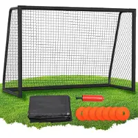Peviasot Fußballtor 300 x 200 x 120 cm – Großes Fußballtor aus Metall mit Torwand & Netz, für Garten, Training & Outdoor, Schwarz