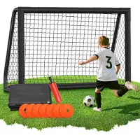 Peviasot Fußballtor 180 x 120 x 60 cm – Kinder Fußballtor mit Torwand & Netz, stabiles Metalltor für Garten & Indoor, Schwarz