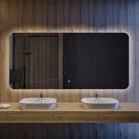 Artforma Badspiegel 110x70 cm - Horizontal mit LED Beleuchtung - LED Farbe Kaltweiß 7000K - TZA105 - Touch Schalter - Individuell Nach Maß - Beleuchtet Wandspiegel Lichtspiegel Badezimmerspiegel