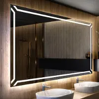 Artforma Badspiegel 70x50 cm - mit LED Beleuchtung - LED Farbe Kaltweiß 7000K - Individuell Nach Maß - Beleuchtet Wandspiegel Lichtspiegel Badezimmerspiegel | Lichtschalter: Touch Schalter |LED129