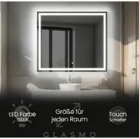 Artforma Badspiegel mit LED Beleuchtung 160x90 cm Bella - Horizontal Rechteckiger Spiegel mit Beleuchtung - Kaltweiß 7000K - Badezimmerspiegel Lichtspiegel mit Touch Schalter
