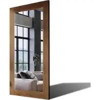 Artforma 80x130 Rechteckig Rustikale Wandspiegel mit Rahmen massivholz Eichenholz Vertikal | Individuell Spiegel Nach Maß | PLDR224 Oak Brown Glatte Oberfläche
