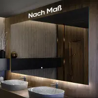 Artforma Badspiegel 180x70 cm - Horizontal mit LED Beleuchtung - LED Farbe Kaltweiß 7000K - T104 - Individuell Nach Maß - Beleuchtet Wandspiegel Lichtspiegel Badezimmerspiegel