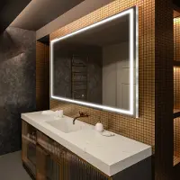 Artforma Badspiegel 90x90 cm - mit LED Beleuchtung - LED Farbe Kaltweiß 7000K - Individuell Nach Maß - Beleuchtet Wandspiegel Lichtspiegel Badezimmerspiegel | Lichtschalter: Touch Schalter |LED049