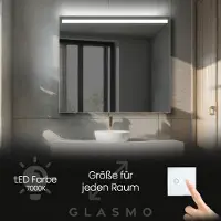 Artforma Badspiegel mit Beleuchtung 80x100 cm Everly - Vertikal Rechteckiger Spiegel mit LED Beleuchtung - Kaltweiß 7000K - Badezimmerspiegel Lichtspiegel